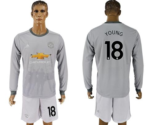 Manchester United #18 Young Sec Away Long Sleeves Soccer Club Jersey